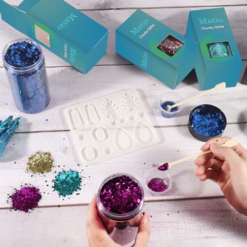 Matio Holographic Chunky Glitter, 7.8oz/220g Silver Craft Glitter - color: L-Silver