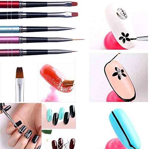 10Pcs Nail polish brush, Brush design for nail, UV Gel Painting Nail Art Design Brush Pen Set, Nail Dotting Painting Drawing Pen, Sable Acrylic Nails Round Nail Art Brush, Nail Phototherapy Pen - color: 10 unparalleled nail brushes