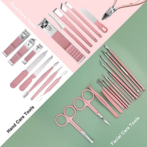Manicure kit for Women，30Pcs Pink Nail Care Kit，Christmas Stocking Stuffers - color: 30 in 1 Pink