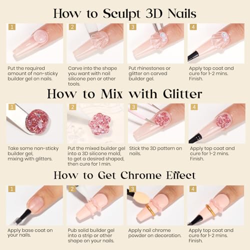 MIZHSE Solid Builder Gel Clear 3D Nail Gel, Non-Stick Hand Sculpting Gels - color: 15g Clear