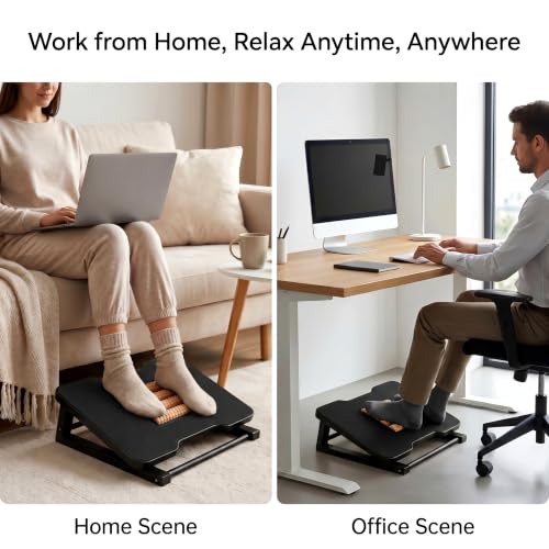 Bamboo Under Desk Foot Rest Foot Stool Rocking Footrest (Black Triangle) - color: Black, size: Triangle