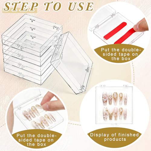 Landhoow 15 Pcs Press on Nail Box, Acrylic Display Case,Clear - color: Clear