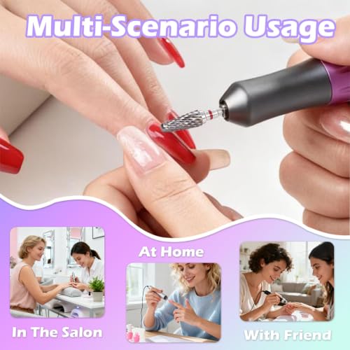 FANTEXY 3/32" Nail Drill Bit Professional Carbide Tungsten Drills Bit,Acrylic Nail Bits,Gel Polish Remover Drills Bits,Nails Drill Tips,Suitable for Manicure Pedicure Cuticle Gel Polishing,Fine-F