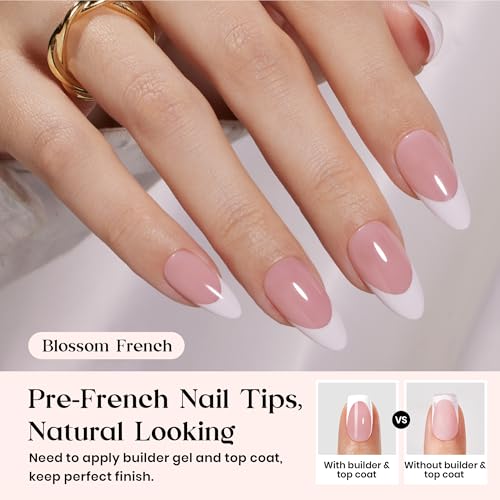 Beetles French Tips Press On Nails- 210 Pcs Medium Almond Nails - color: 2 - Pink French - M