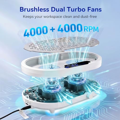 Makartt Nail Dust Collector - 4000RPM Professional Dust Collector Nail Tech - color: White+Silver