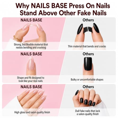 French Tip Press On Nails, 30PCS Almond Pink Nude Fake Nails - color: Light Pink Solid Nails