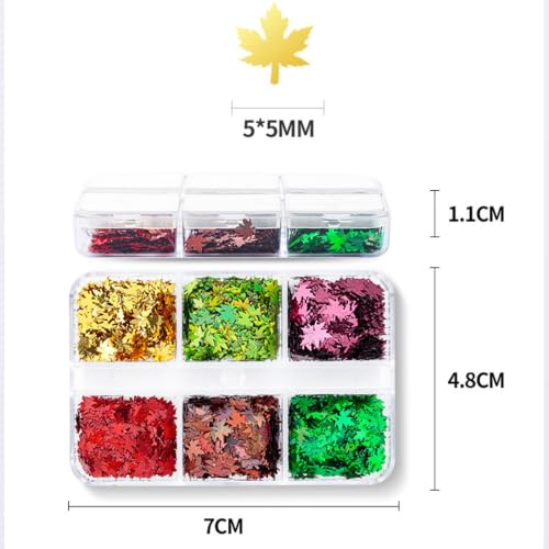 Colorful Maple Leaf Nail Sequins Holographic Thanksgiving Glitter Flakes - color: Style10