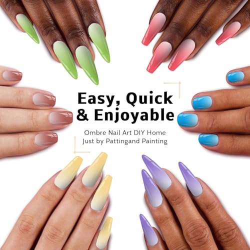 Ombre Gel Polish Palette,24Colors Pat Gel Paint Nail Art Kit Sponge Patting - size: 24 Colors C