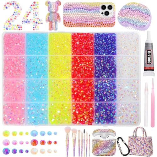 24 Grids Rhinestones Bedazzling Kit, Flatback Color Resin Gems for Crafts - color: S9