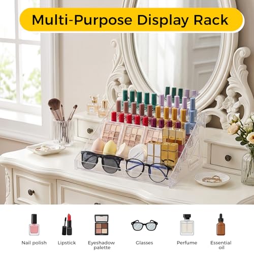 Acrylic Nail Polish Organizer Holder Rack 6 Layers, Clear Display Stand For Sunglasses,Essential Oils, Makeup Organizer, Holds Up to 72 Bottles - size: 6 Tier