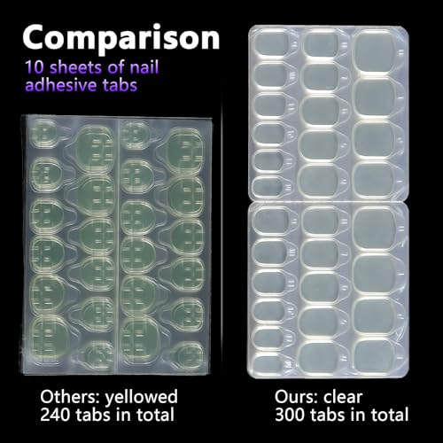Laza Nail Adhesive Tabs 10 Sheets 300pcs Super Sticky Nail Glue Stickers - size: Clear 300 Pcs