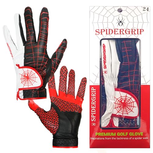 Spider Grip Men's Golf Glove - color: Red, size: Men Small (22)