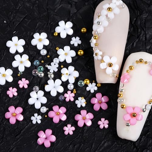 1 Box 6 Color Holographic Flower Nail Glitter Colorful Petal Nail Sequins 3D Red Purple Nail Flakes Sparkly Powder Flakes Shiny Nail Glitter Gold Beads Nail Sequins Glitter for Nails Art 6 Grids - color: Color 20