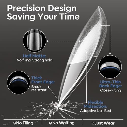 Modelones Medium Almond Nail Tips 360pcs Pre-etched Clear Press On Nails - color: A2-Medium Almond