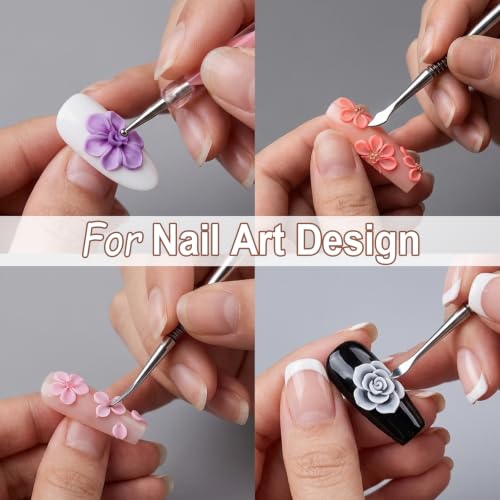 9PCS Nail Sculpting Tool Pen & Silicone Nail Stamper with Scraper Set - color: 3Pcs Nail Art Pens