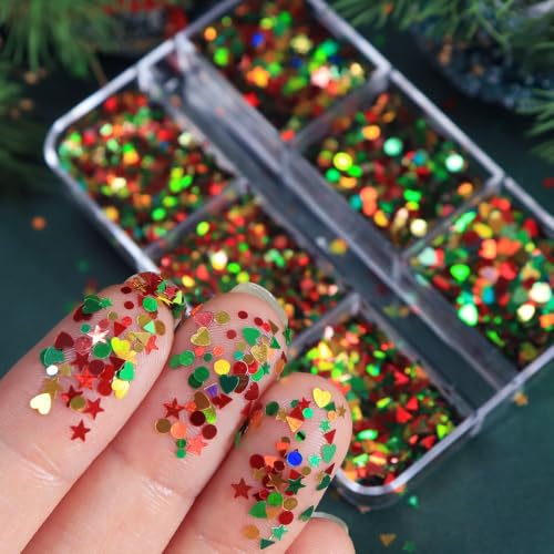Christmas Nail Art Sequins Small Star Dots Triangle Metallic Glitter Flakes - color: Style02