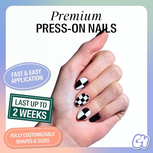Chillhouse - Chill Tips, Press on Nails Kit - Sk8er Girl (Oval) - 30 Nail Shapes & Sizes - Up to 2 Weeks of Wear - Customizable Fit - Reusable - Latina Founded & Women Owned - Beauty & Self Care - color: Sk8r Girl