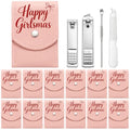 12 Pink Christmas Manicure Gifts for Women Girlsmas Party Favors - color: Happy Girlsmas