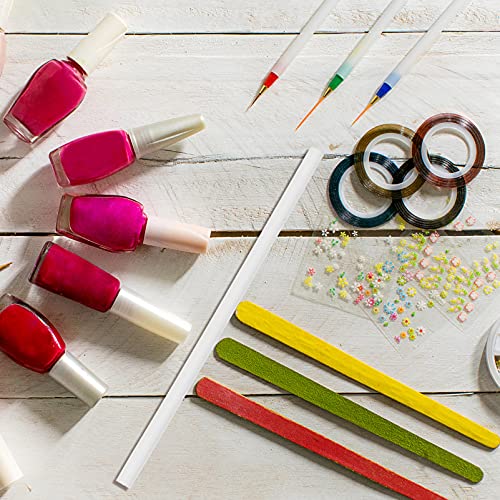 FRCOLOR 30pcs White Nail Art Pen Set Wax Wood Salon Home Use 17.5cm