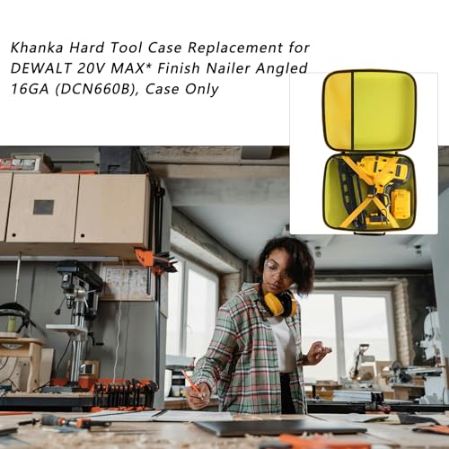 khanka Hard Tool Case Replacement for DEWALT 20V MAX* Finish Nailer Angled 16GA (DCN660B), Case Only