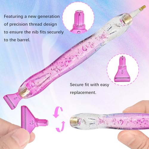 CXJINZE 26 Pcs Plastic 5D Diamond Art Pens Kit with 13 Nibs Stylus Tool - color: Pink