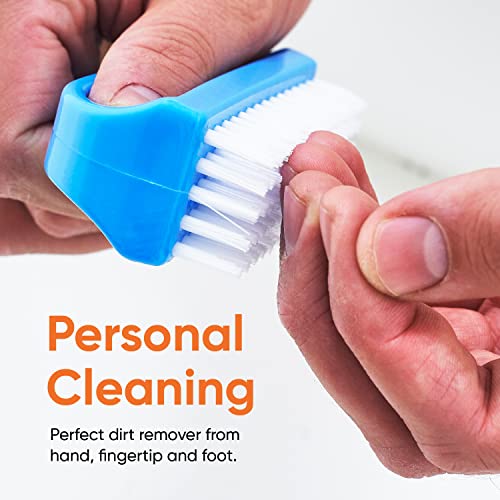 Nail Brush for Cleaning Fingernails, Nail Scrubber Brush, Toe Foot Hands Fingernail Brush Cleaner- Small Scrub Brush- All-Purpose Stiff Cleaning Brush for Home, Kitchen, Work, 6 Pack - Superio - color: 6 Pack Blue/Grey