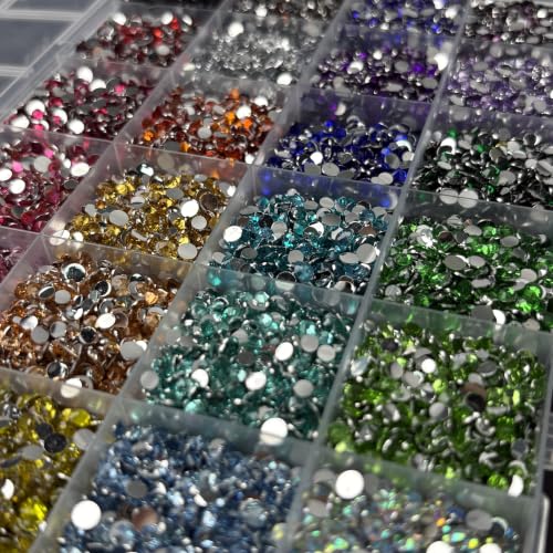 Nail Art Rhinestones Kit Nail Gems Ab Flatback Rhinestones Gems Stones (24 Grid 3mm) - color: 24 Grid 3mm