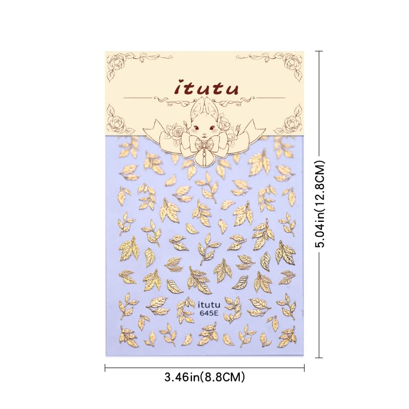 1 Sheet Fall Gold Leaf Nail Stickers 5d Embossed Leaves Nail Decals - color: Gold Leaves