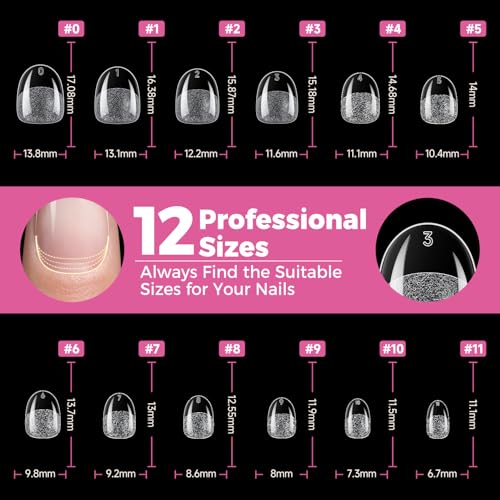 UNA GELLA Extra Short Oval Round Nail Tips 312pcs Short Oval Gel Nail Tips