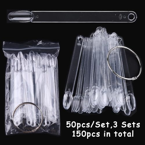 SUTOKAKA 150 Pcs Clear Nail Swatch Sticks with Ring, Oval Shape - color: Clear Oval New 150pcs