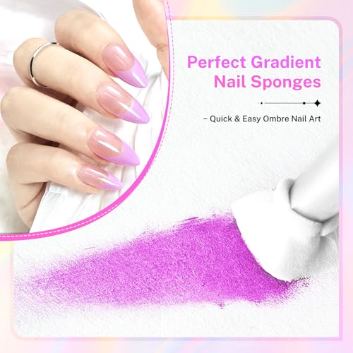 JODSONE 100PCS Soft Nail Sponges for Ombre Gel Polish Pat Gel Brushes