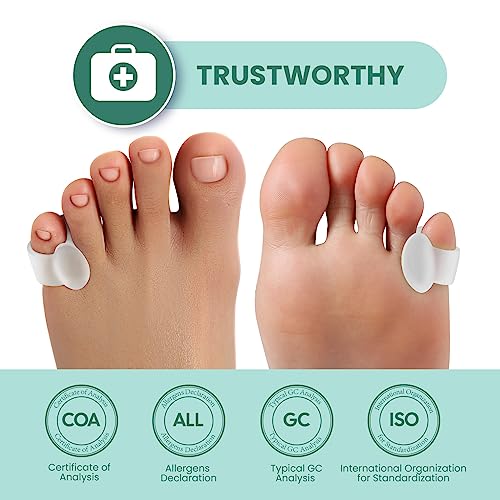 Welnove Gel Toe Separator, 12 Pack Pinky Toe Spacers, Aloe Vera Extract Infused Silicone Little Toe Spacers, Bunion Corrector, Bunion Cushions Pads for Preventing Rubbing & Relieve Pressure - color: Clear-Aloe Vera