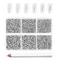 Beadsland Flatback Rhinestones, Silver Hematite, 7200pcs Mixed 6 Sizes - color: Silver Hematite