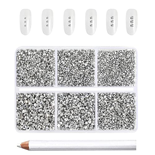 Beadsland Flatback Rhinestones, Silver Hematite, 7200pcs Mixed 6 Sizes - color: Silver Hematite
