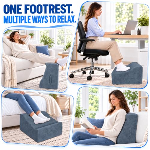 Under Desk Footrest, Multi-Functional Footrest with Portable Handle - color: Denim Light Blue