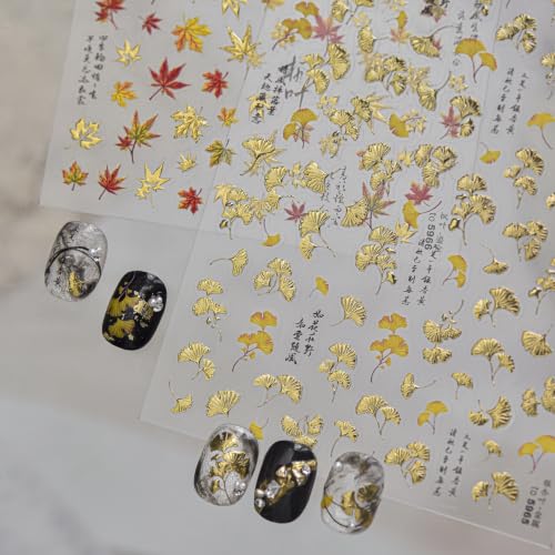 Maple Leaf Nail Stickers Decals Fall Nail Art Stickers Gold Nail Decals - color: Color11