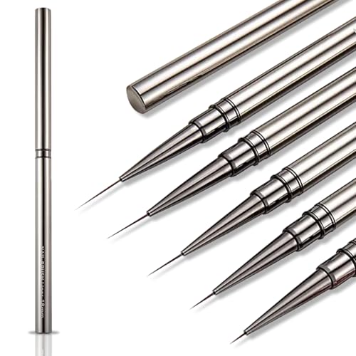 5pcs Nail Liner Brush (6,9,12,15,18mm) Thin Nail Art Brush Finger Nail Paint Brush Nail Detail Brush Nail Design Brushes Nail Pen Acrylic Manicure Brush Tools - color: White
