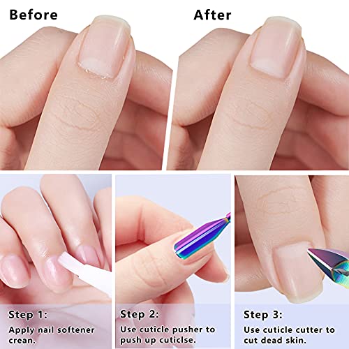 Cuticle Trimmer with Cuticle Pusher and Scissors, Cuticle Remover Professional Durable Pedicure Manicure Tools, Stainless Steel Cuticle Nipper Cutter Clipper for Fingernails and Toenails (Colored) - color: Colored
