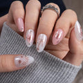 CurvLife Medium Almond Glitter Press On Nails, Blush Sparkle Blush Pink - color: D1 - Blush Sparkle