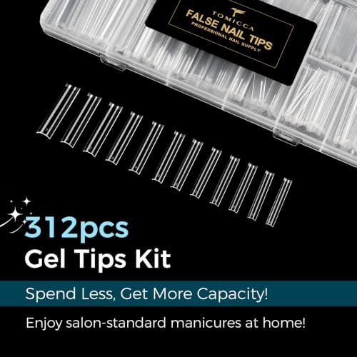 TOMICCA Extra Long Square Nail Tips 312Pcs XXXL Half Cover Acrylic Nails