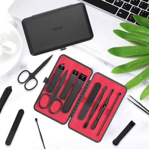 Men Nail Grooming Kit 8 Pcs, Precision Nail Clipper for Men, Red - color: Red
