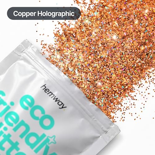 Hemway Biodegradable Glitter Copper Holographic 3.5oz Extra Chunky - color: Copper Holographic, size: Extra Chunky (1/24" 0.040" 1mm)