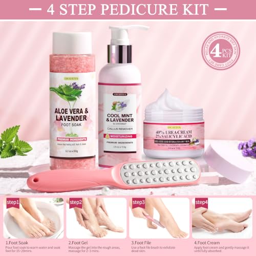 Aloe Lavender Foot Soak Set Salts Foot File Urea Cream Callus Remover