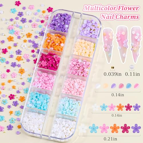 3D Flower Nail Art Charms Resin Flower Petals Charms for Acrylic Nails - color: 20-K1-Colorful