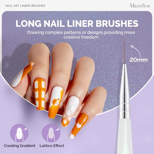 MelodySusie 5Pcs Nail Art Liner Brushes Sizes 5/7/9/11/20mm - size: 5 Pcs - Liner