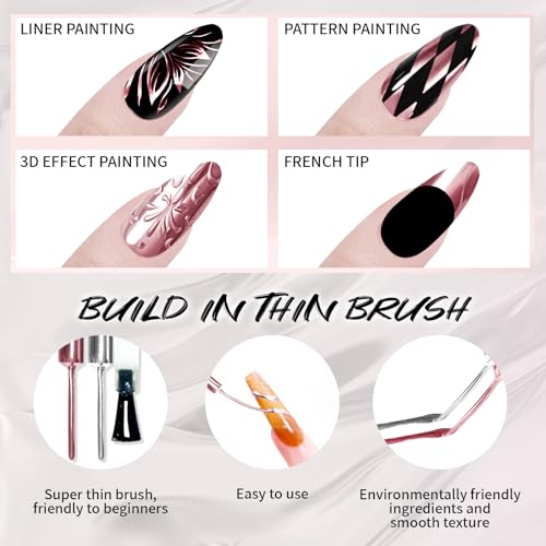 2x12ml Metallic Painting Line Gel,Art Gel Liner - color: Ultra Mirror Silver+Rose Glod