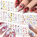 30 Sheets Flower Nail Stickers for Nail Art, 3D Self-Adhesive Nail Decals - color: Different Flower