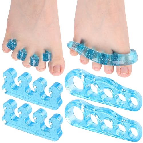 DR. JK- ToePal Gel Toe Separator, 2 Pairs, Toe Spacers, Toe Straightener, Hammer Toe Straightener, Toe Spreader, Toe Stretcher, Toe Corrector for Women and Men, Bunion Corrector - color: Blue, size: 2 Pairs