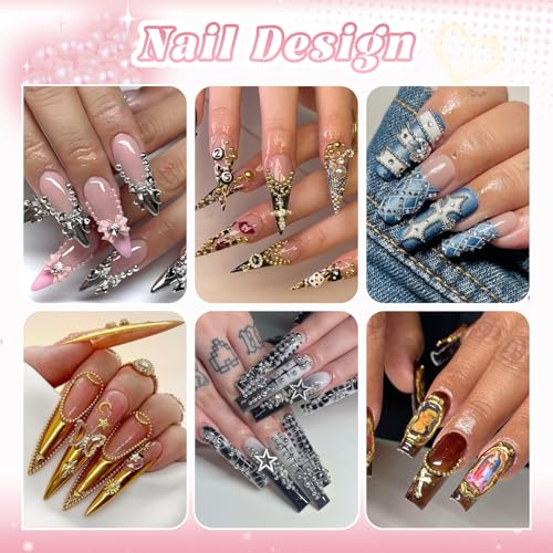 1-3MM Small Nail Beads and Flatback Pearls for Nails Silver Gold Charms - color: 11 Small Nail Beads and Pearls (Gold and Silver)