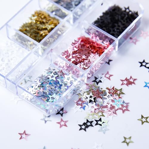 Hollow Star Nail Sequins Holographic Star‑Shaped Glitter Flakes - color: Style08